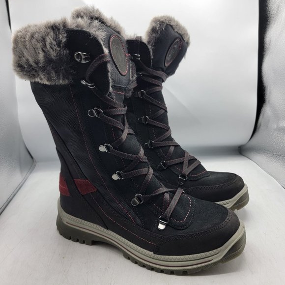 Santana Canada Morella Womens Black Waterproof Black Faux Fur